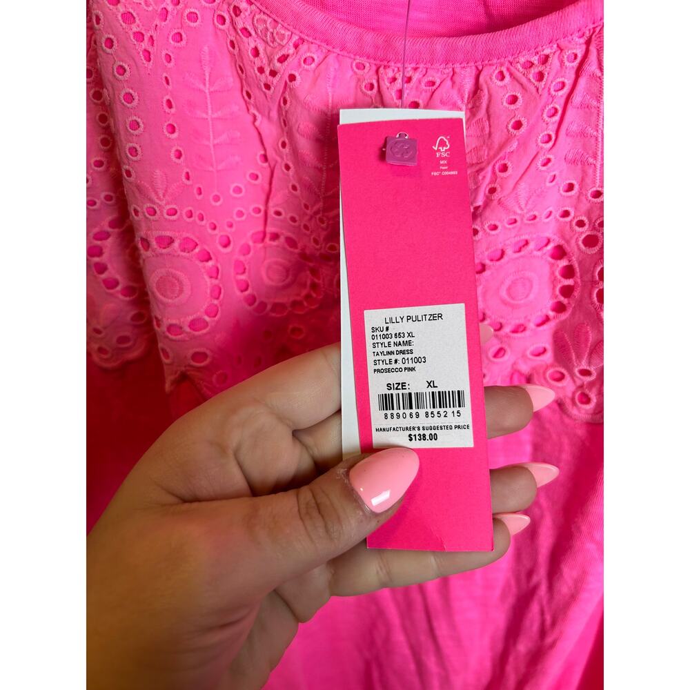 NWT Lilly Pulitzer Taylinn Dress In Prosecco Pink Coastal Size XL - Picture 4 of 6